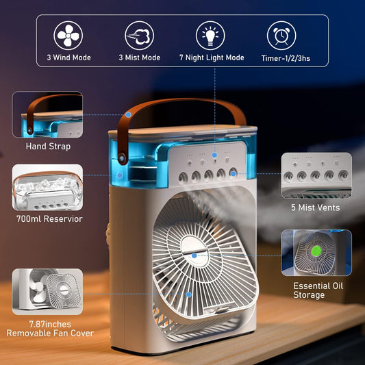 Portable Air Conditioner Fan With Led Night Light