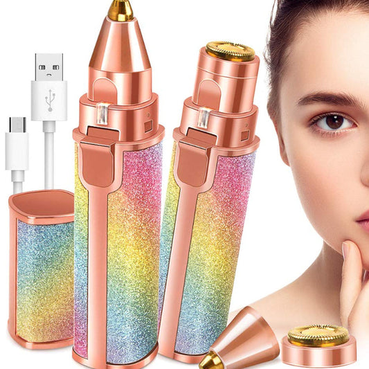 2-in-1 Eyebrow Trimmer & Facial Hair Shaver | Portable Grooming Tool